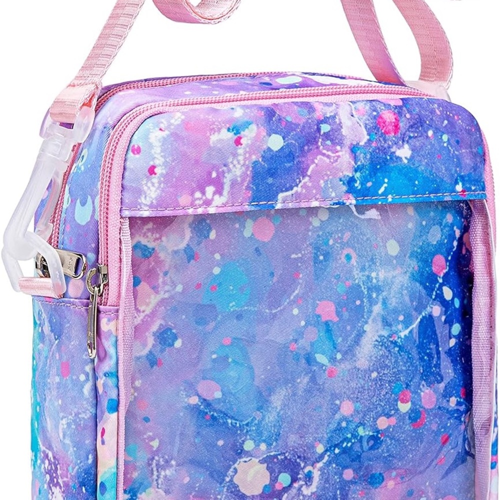 Small Messenger Bag with Clear Pocket-Purple Tie Dye
